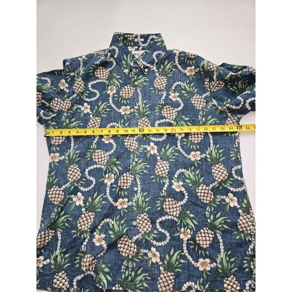 Reyn Spooner Blue Floral Pineapple Hawaiian Camp Shirt - Men’s Size Large EUC - Picture 5 of 14